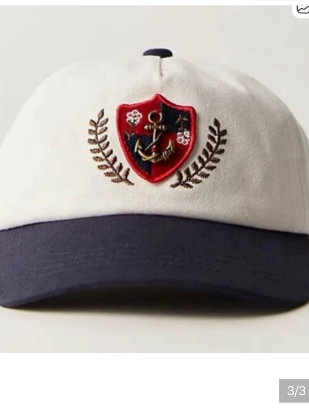 Free People White & Navy Anchor Charm Baseball Hat - Picture 1 of 3